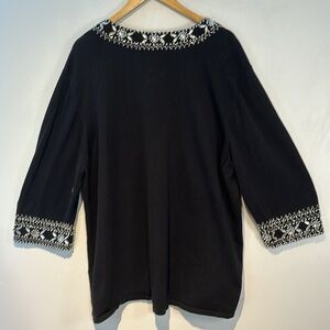 Bob Mackie Black Beaded Pearl Rhinestone Embellished Sweater 34 Sleeve Size 3X